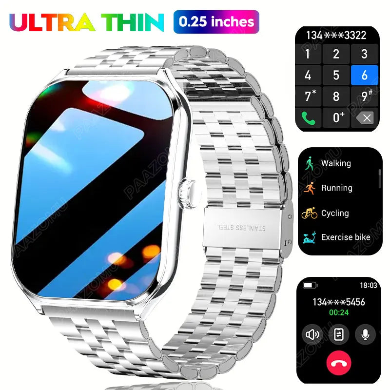 Smart Watch 1.96" AMOLED Bluetooth Call Fitness Tracker IP68 for Android iOS