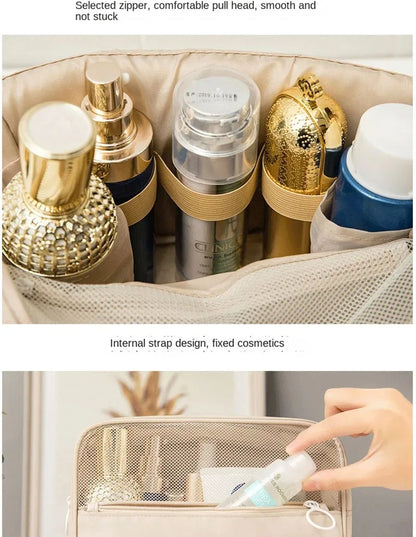 High-Quality Travel Makeup Bag – Waterproof Toiletry Organizer with Hook | Lightweight Cosmetic Storage Pouch for Women