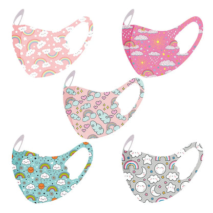 5PCS Washable Kids Face Masks – Reusable Cartoon Mouth Covers for Boys & Girls | Breathable, Comfortable, Dust-Resistant Design