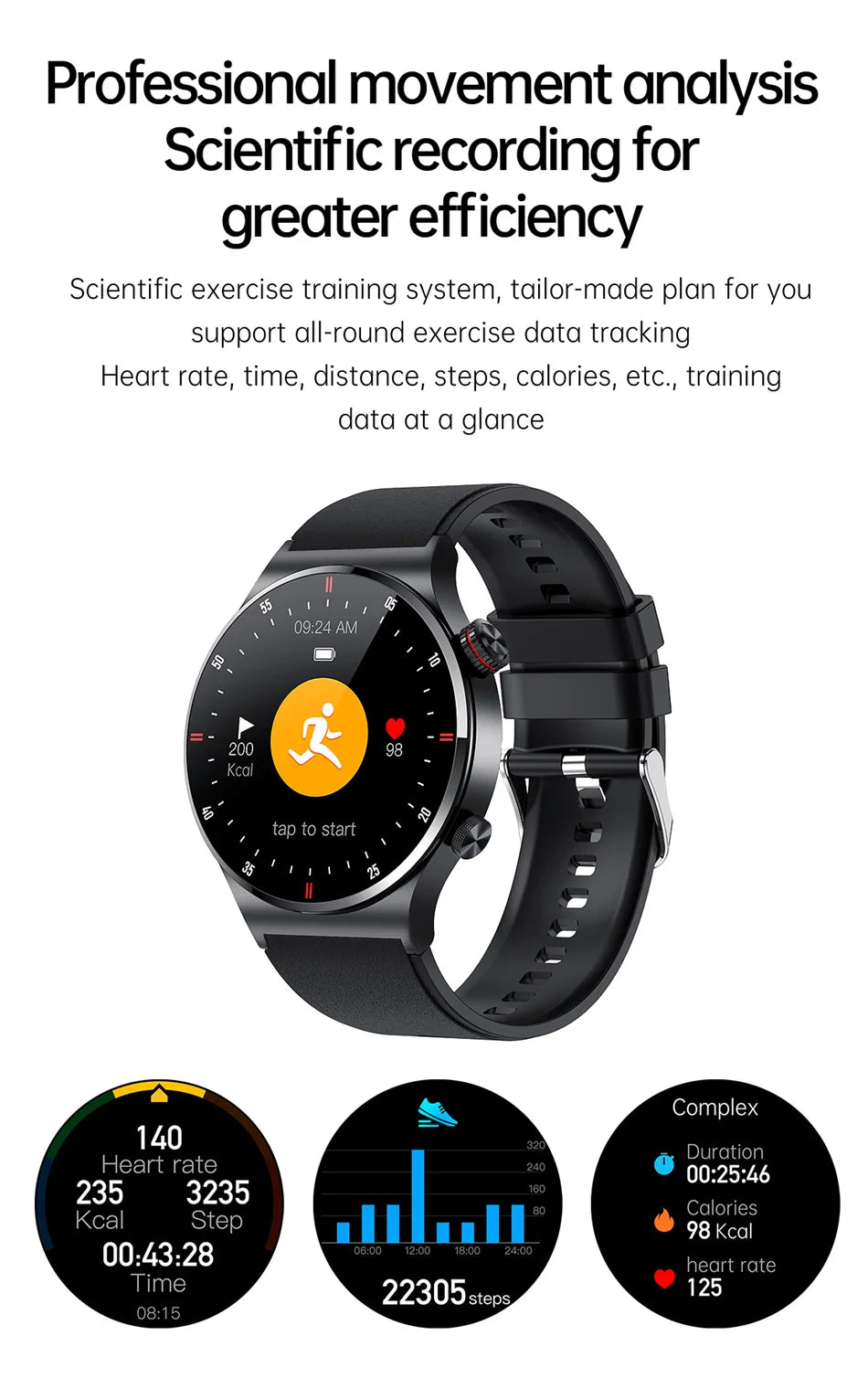 Men’s Bluetooth Call Smart Watch with GPS – AMOLED Full Screen Fitness Tracker for iOS & Android
