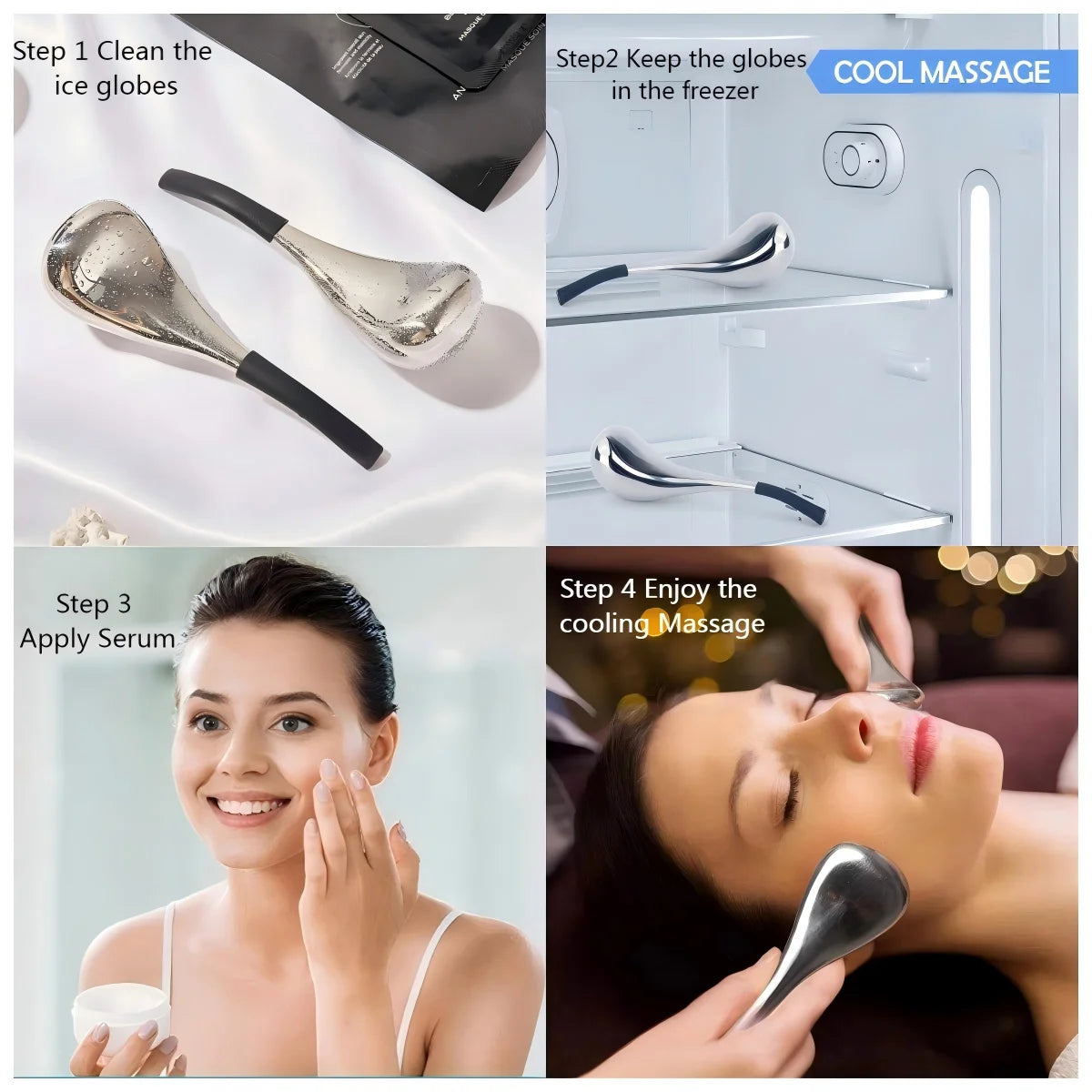 Stainless Steel Ice Globe Facial Massager – Cooling Cryo Stick for Face & Eyes