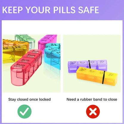 Weekly Pill Organizer 7 Day, 3 Times a Day | Large Travel Pill Box with 21 Compartments for Vitamins & Supplements