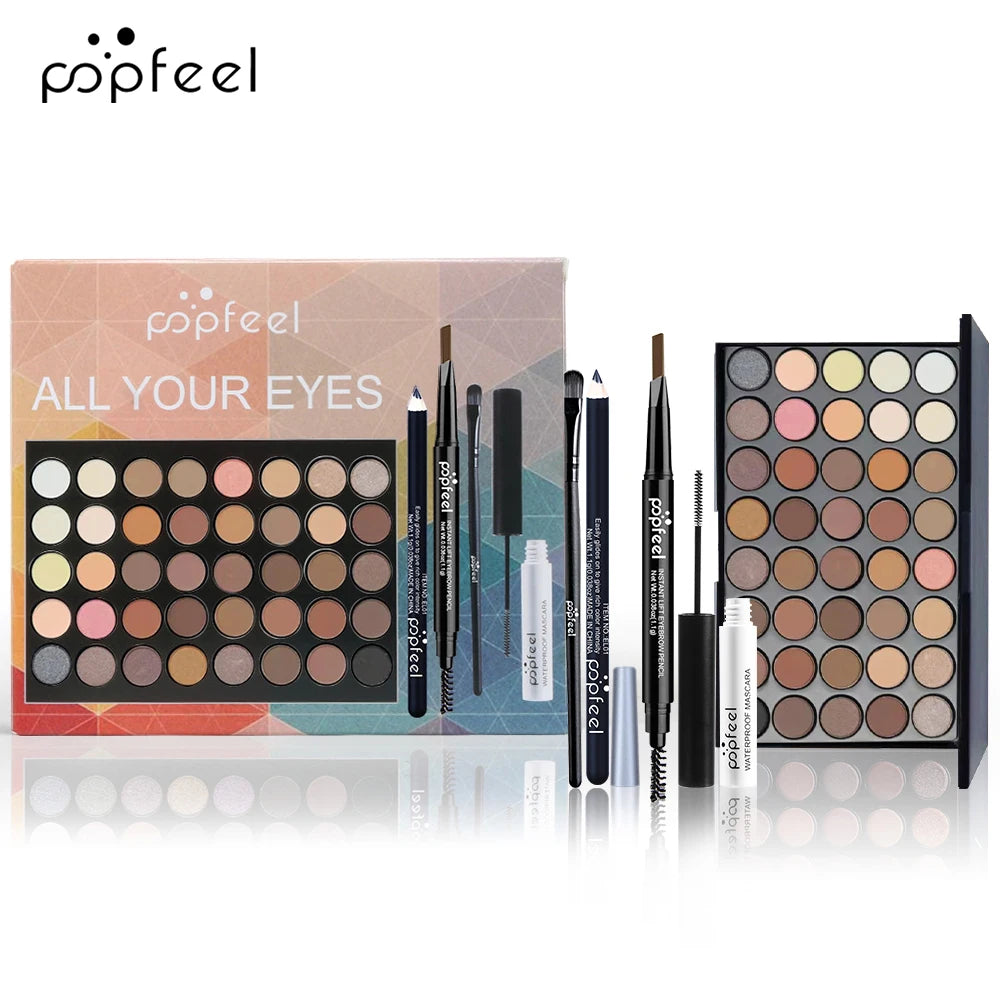 POPFEEL Eye Makeup Gift Set – Eyeshadow Palette, Eyeliner, Mascara & Eyebrow Pencil