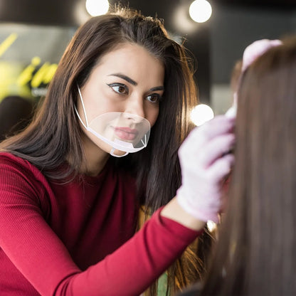 5/10/20 Pcs Reusable Transparent Anti-Fog Face Shields – Clear Plastic Mouth Covers for Restaurant, School, Salon, Beauty, and Tattoo Use