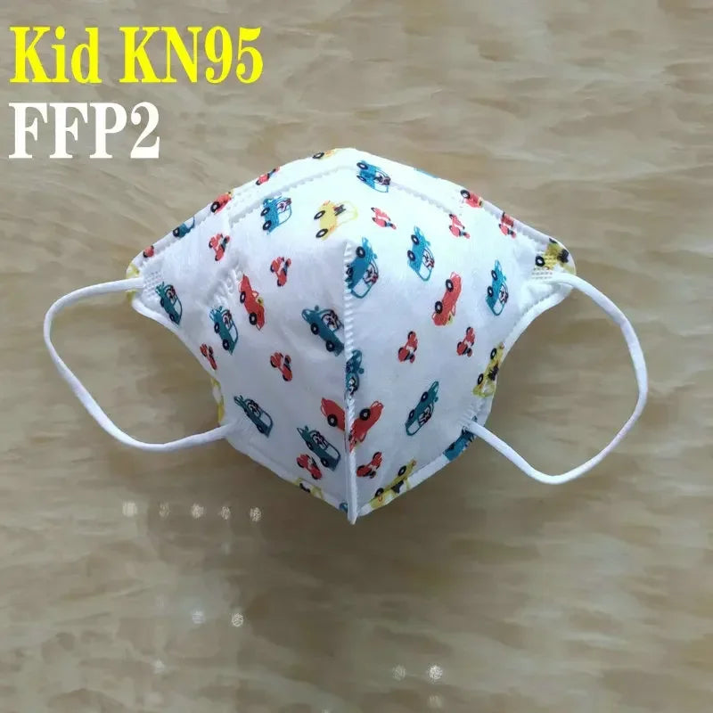 Kids KN95/FFP2 Face Masks – 5-Layer Protective Cartoon Design, Comfortable CE-Certified Disposable Masks for Boys & Girls (Ages 3–15)