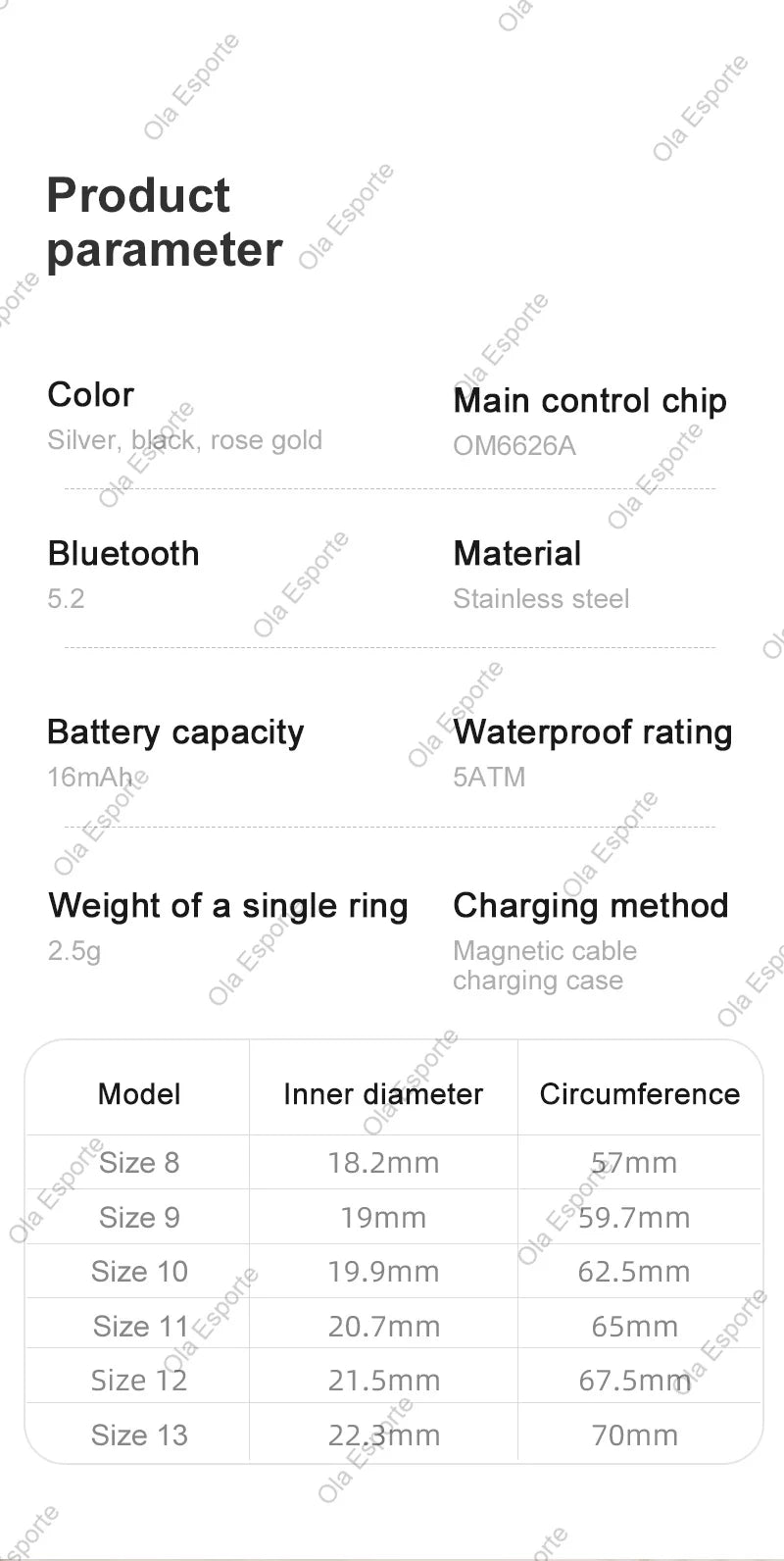 Smart Ring Health Fitness Tracker LED Touch Display Heart Rate Sleep Monitor Waterproof