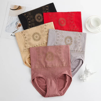 Women's High Waist Shapewear Briefs Seamless Tummy Control Panties Nylon Underwear