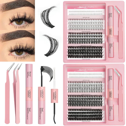 DIY Lash Clusters Extension Kit – Individual Eyelash Set (5–16mm) with Bond, Seal & Applicator Tool