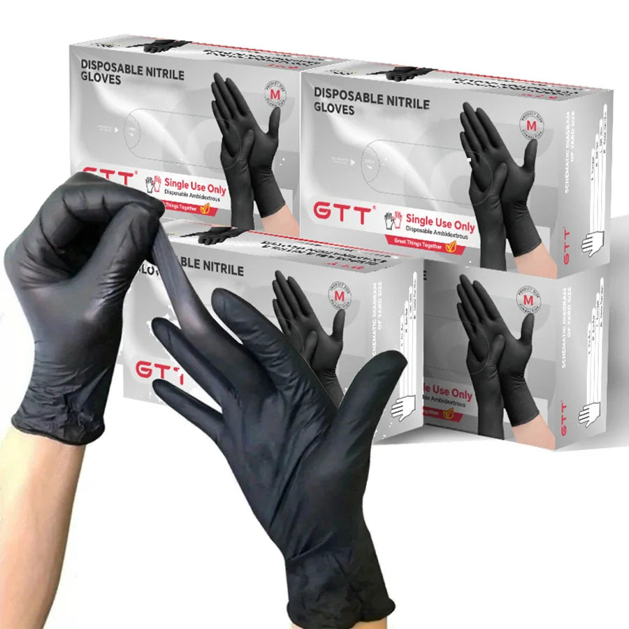 100-800 PCS Black Disposable Neoprene Gloves Powder Free Latex Free Various Sizes