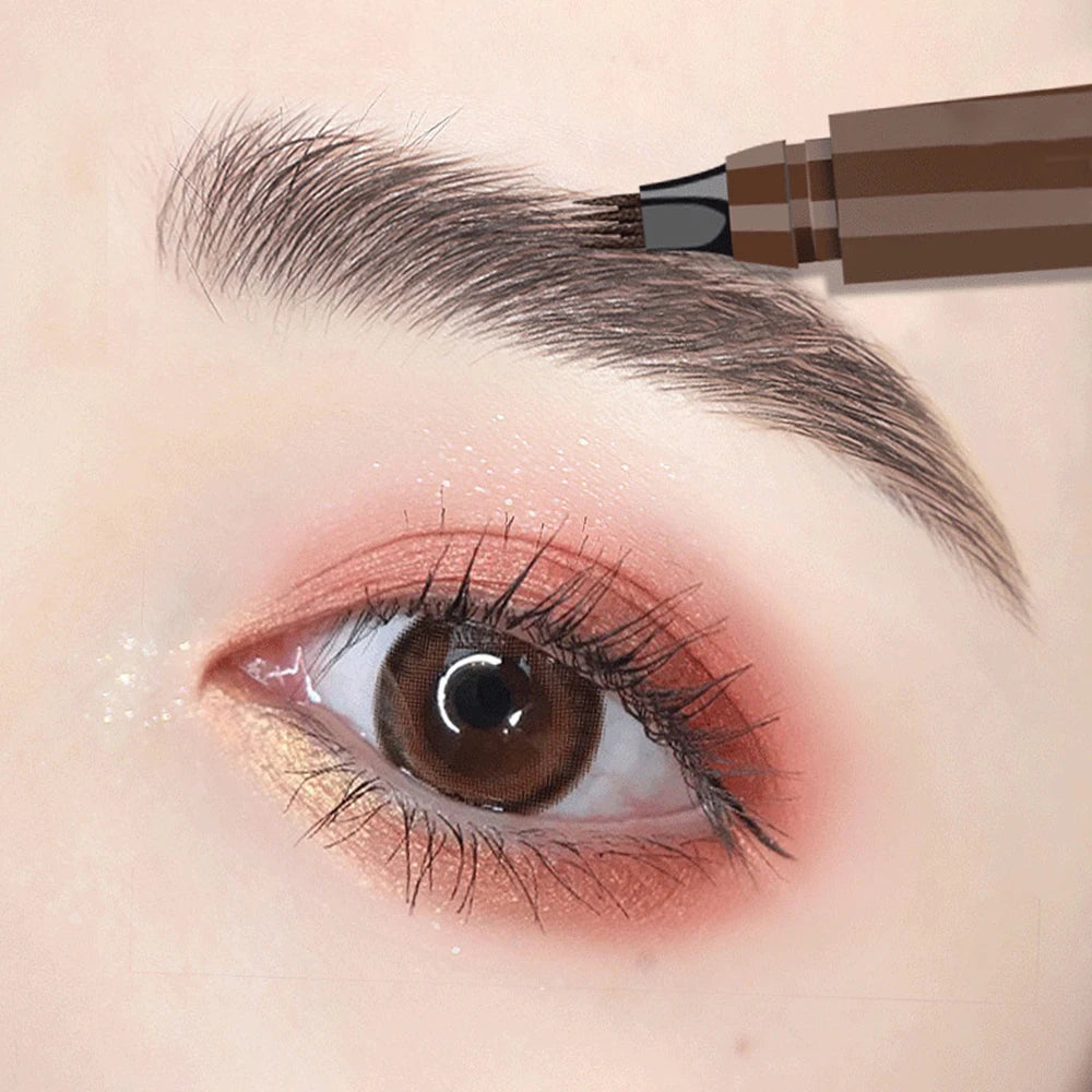 4 Tip Eyebrow Pencil Waterproof Long Lasting Micro Fork Brow Pen Natural Look