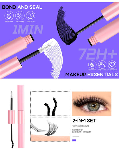 GROINNEYA DIY Lash Extension Kit – Cluster & Individual Lashes with Bond & Seal