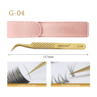 DIYDAY Anti-Slip Eyelash Extension Tweezers – Stainless Steel Fiber Tip Precision Lash Tool