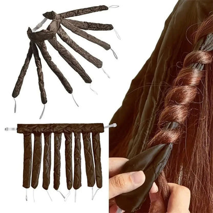 Heatless Curling Rod Headband Set – Soft Sleep Hair Rollers, No-Heat Silk Ribbon Curlers, Lazy Wave Formers (8-Piece)