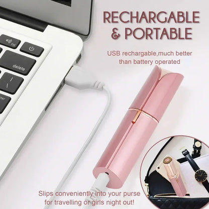 Electric Facial Hair Remover – Lipstick-Style Painless Epilator for Eyebrows, Upper Lip, Bikini & Sensitive Areas