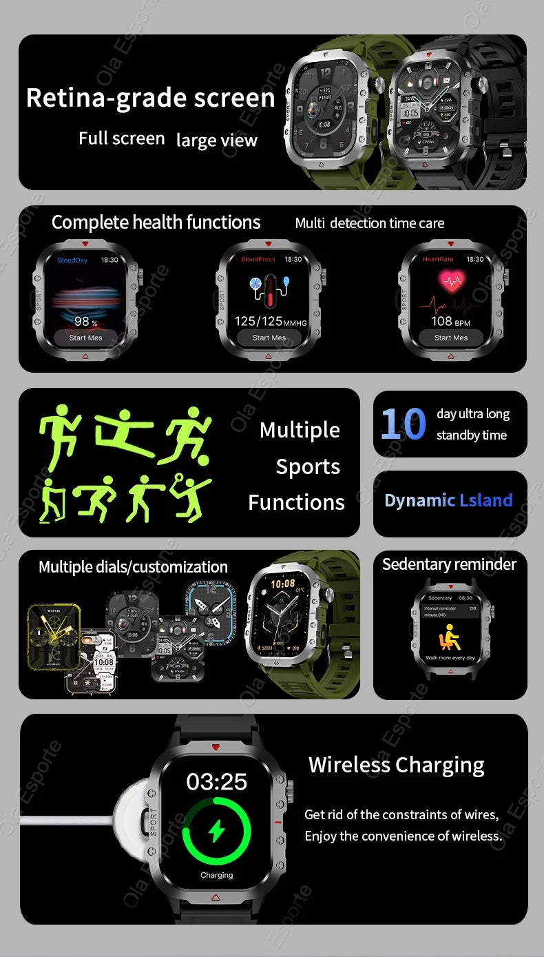 Men’s Smart Watch Bluetooth Call – LED Touch Screen Fitness Tracker with Multi-Sport Modes, Smart Notifications (Android & iOS)