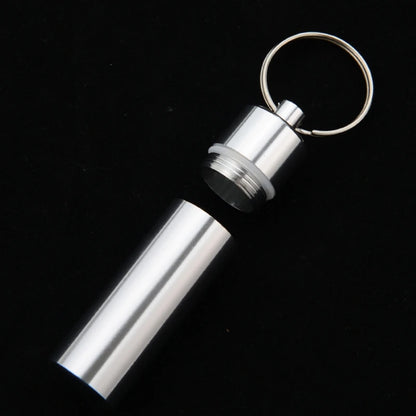Waterproof Aluminum Pill Box – Portable Medicine Case with Keychain for Travel, Outdoor, and Emergency Use