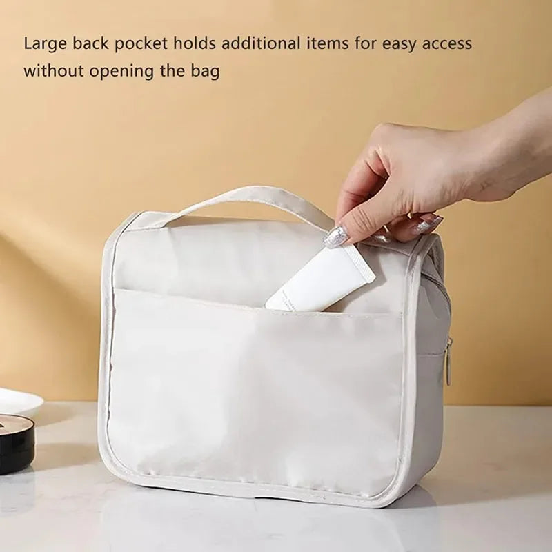 High-Quality Travel Makeup Bag – Waterproof Toiletry Organizer with Hook | Lightweight Cosmetic Storage Pouch for Women