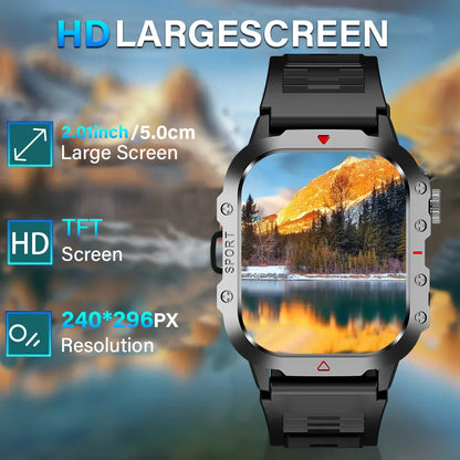 KESHUYOU 2.01” Smart Watch with LED Flashlight | Bluetooth Calling | Fitness & Activity Tracker | Life Waterproof | Android & iOS