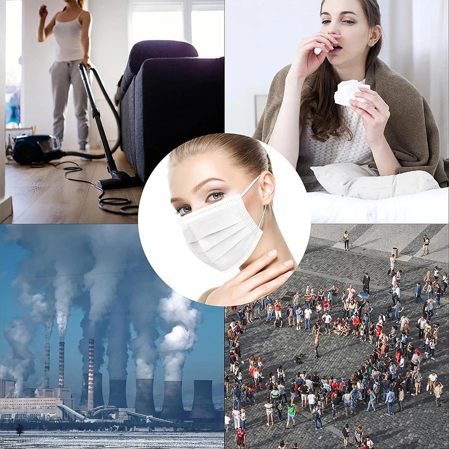 KN95-Style Disposable Face Masks 100–500 PCS Breathable Anti-Dust Earloop Protective Masks Adult