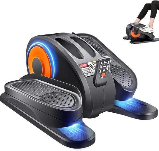 Under Desk Elliptical - Portable Leg Exerciser for Seniors, Compact Seated Elliptical with Remote Control, LCD Display Electric