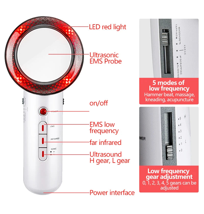 3-in-1 Ultrasonic Body Slimming & Weight Loss Massage Device – Microcurrent, Infrared & Electric Therapy