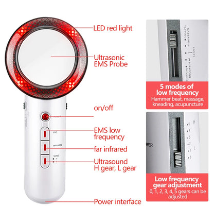 3-in-1 Ultrasonic Body Slimming & Weight Loss Massage Device – Microcurrent, Infrared & Electric Therapy