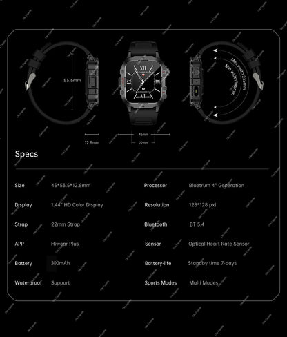Outdoor Smart Watch Bluetooth Call LED Flashlight Fitness Tracker Android iPhone