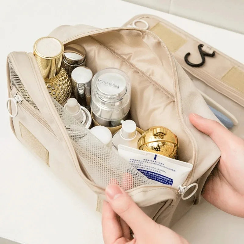 High-Quality Travel Makeup Bag – Waterproof Toiletry Organizer with Hook | Lightweight Cosmetic Storage Pouch for Women