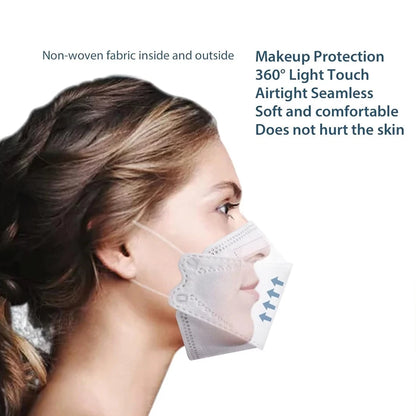 GTT KN95 Disposable Face Masks 4-Layer Protective 3D Fish-Style Design – Individually Wrapped – Black or White (50–200 Pack)