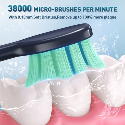 JS10-1 Electric Sonic Toothbrush – Rechargeable Waterproof Toothbrush with 10 Replacement Heads