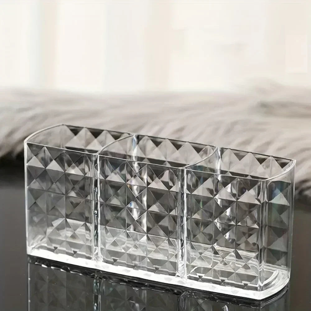 Clear Acrylic Makeup Brush & Cosmetic Organizer – Lipstick, Nail Polish & Jewelry Storage Box