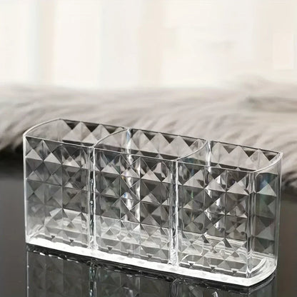 Clear Acrylic Makeup Brush & Cosmetic Organizer – Lipstick, Nail Polish & Jewelry Storage Box