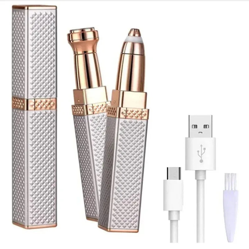 1PC Rechargeable 2-in-1 Eyebrow Razor & Facial Hair Shaver with LED Light – Painless Peach Fuzz, Eyebrow, Lip & Facial Hair Removerver Electric Eyebrow Shaver Women's Hair Remover