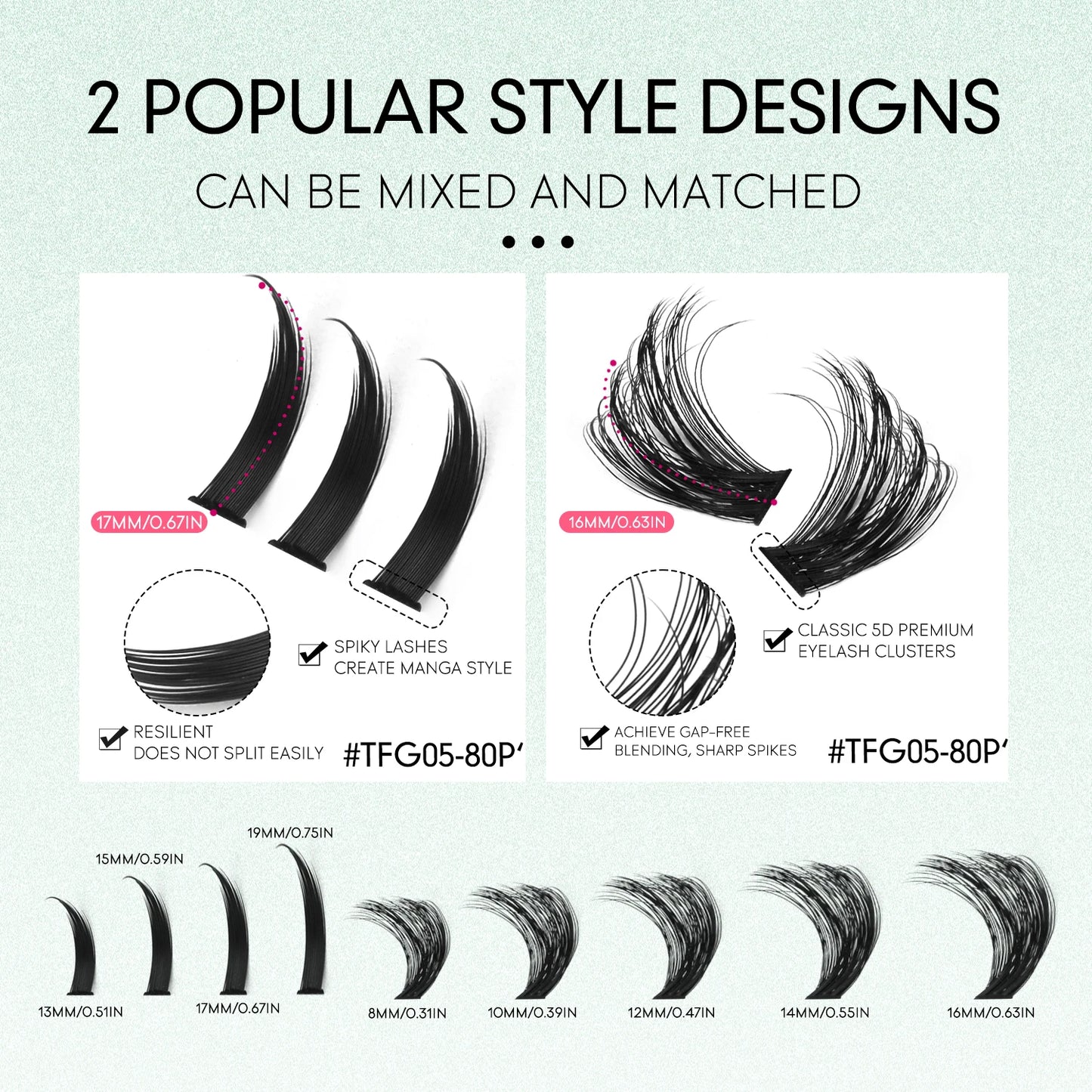 GROINNEYA Lash Clusters Kit – Spiky D-Curl Individual Lash Extensions with Bond & Seal for DIY Eyelash Application