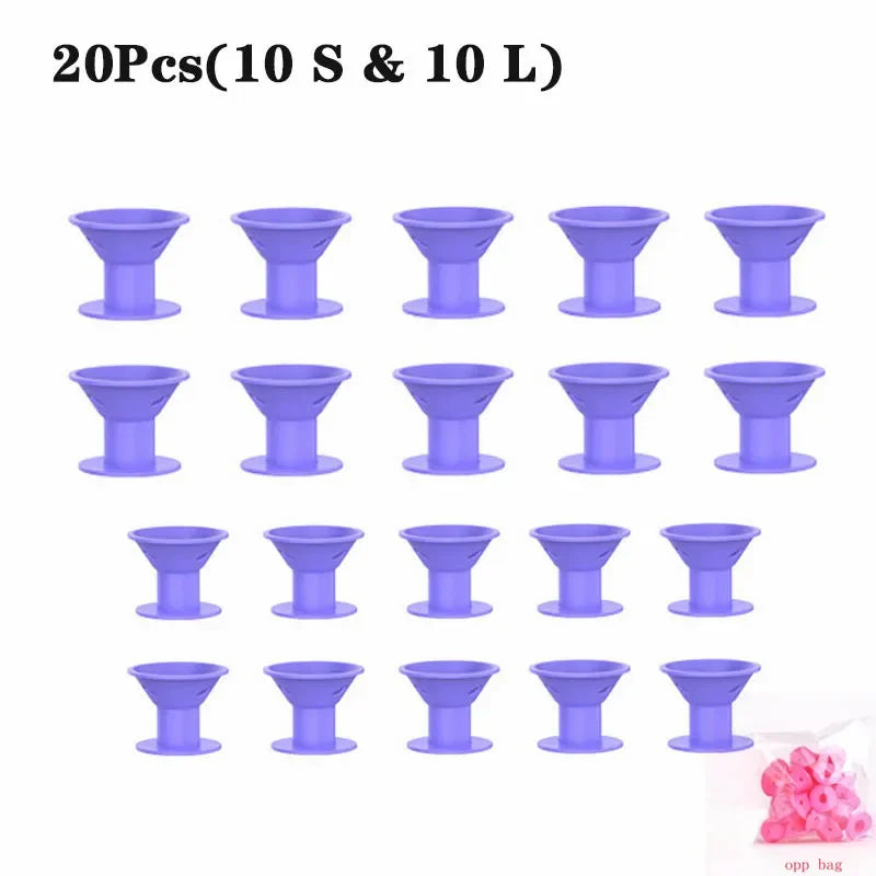 10PCS / 20PCS Silicone Heatless Hair Curlers – Soft Rubber No-Clip Hair Rollers for DIY Waves & Curls
