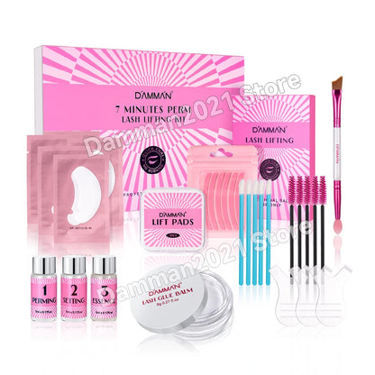 Damman Professional Lash Lift Kit – Eyelash Curling & Lifting Perm Set with Silicone Pads, Glue Balm & Tools for Salon or Advanced Home Use