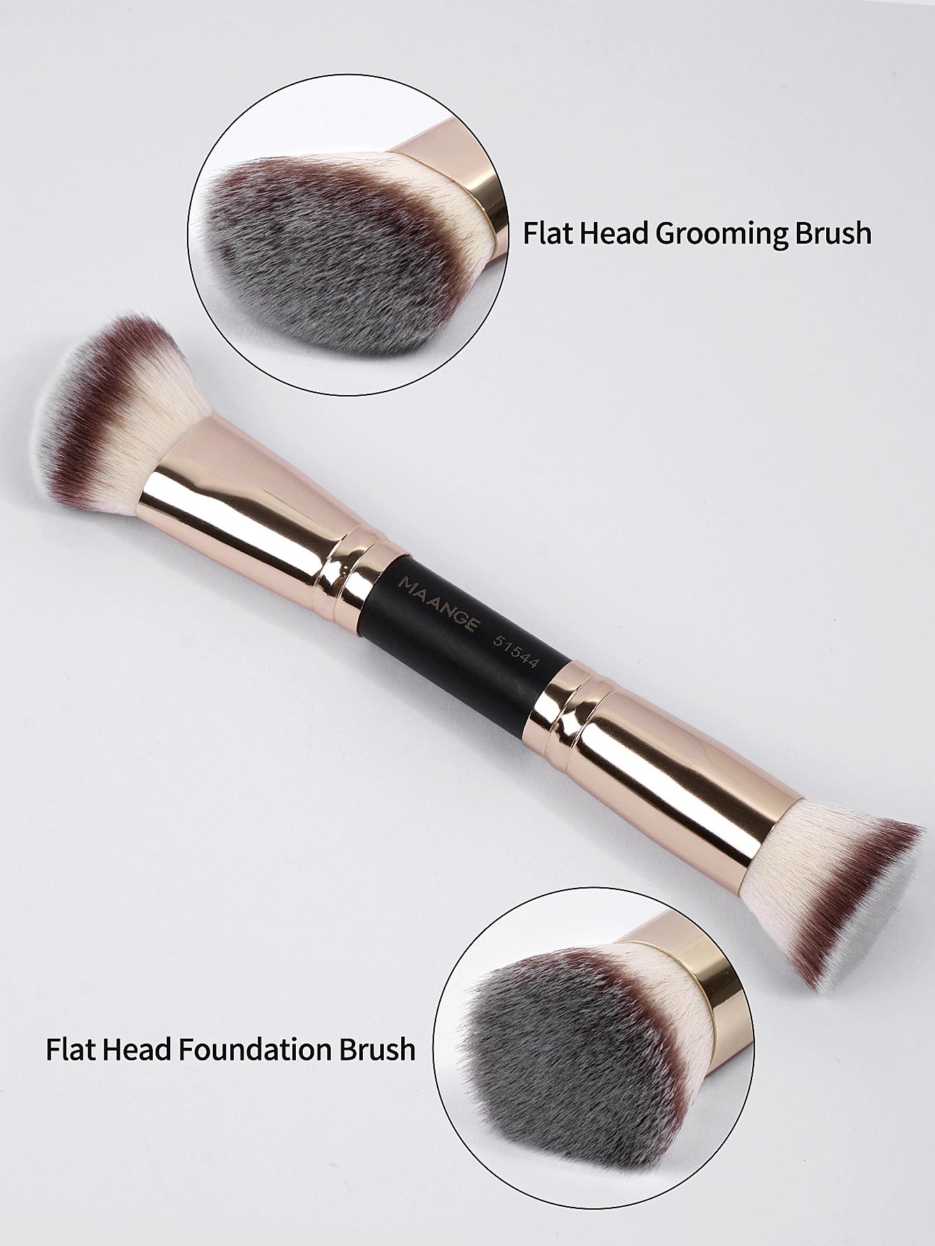MAANGE 4-Piece Makeup Brush Set with Case – Dual-Ended Foundation, Powder & Eyeshadow Brushes