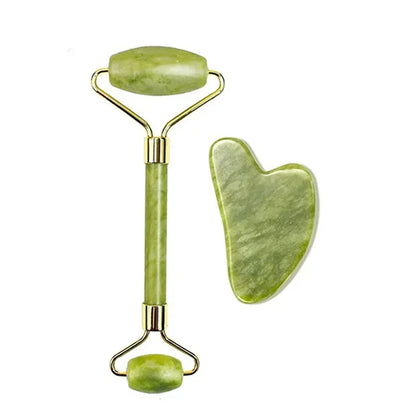Natural Jade Roller & Gua Sha Set – Facial Massager for Anti-Aging, Puffiness & Skin Care – Spa Beauty Tool for Face & Neck