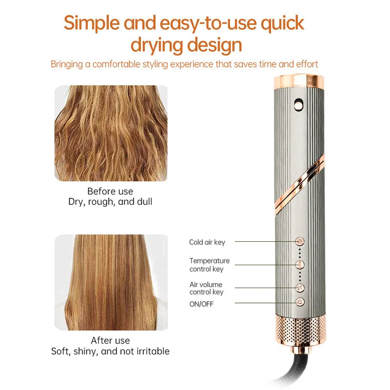 6-in-1 Hot Air Hair Styler Dryer Brush Auto Curler Straightener Volumizer 1400W
