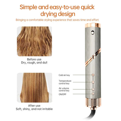 6-in-1 Hot Air Hair Styler Dryer Brush Auto Curler Straightener Volumizer 1400W