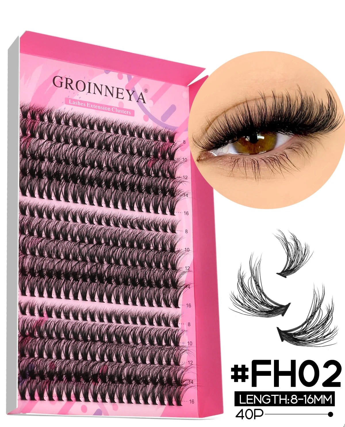 GROINNEYA DIY Lash Extension Kit – Cluster & Individual Lashes with Bond & Seal