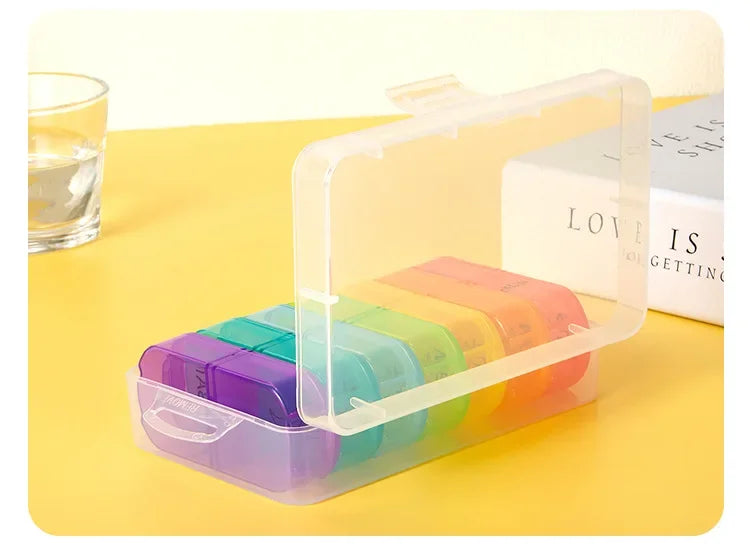 Weekly Pill Organizer 7 Day Pill Box Portable Medicine Tablet Storage Case Travel Container