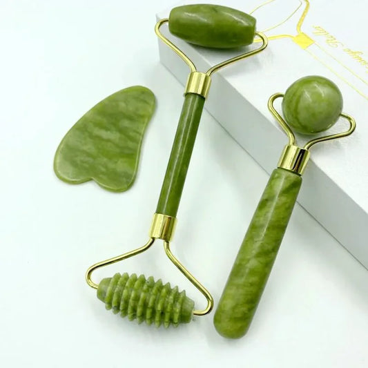 Natural Jade Face Roller Massager – Manual Facial Skin Care Tool for Face & Neck