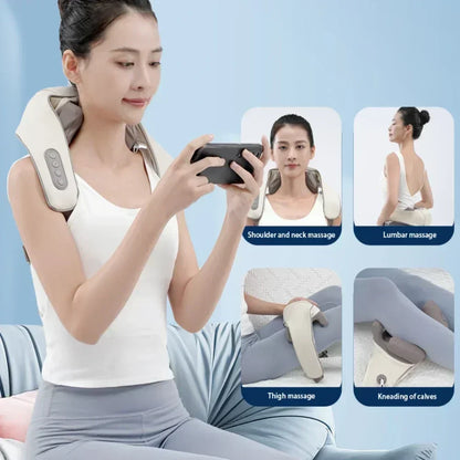 Smart Electric Heated Neck Massager Shawl – Portable Shiatsu Kneading Device for Muscle Relief & Relaxation