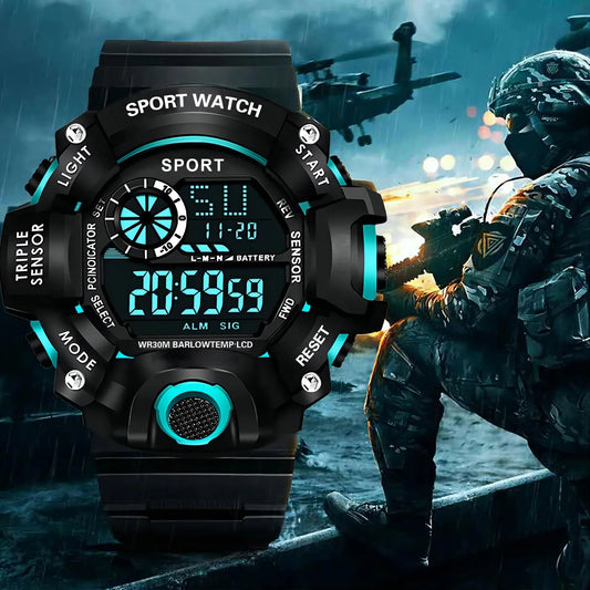 MAYZHISU Men’s Digital Sports Watch | Large Dial | Alarm, Stopwatch & Backlight | 3ATM Water Resistant | Military Style Wristwatch