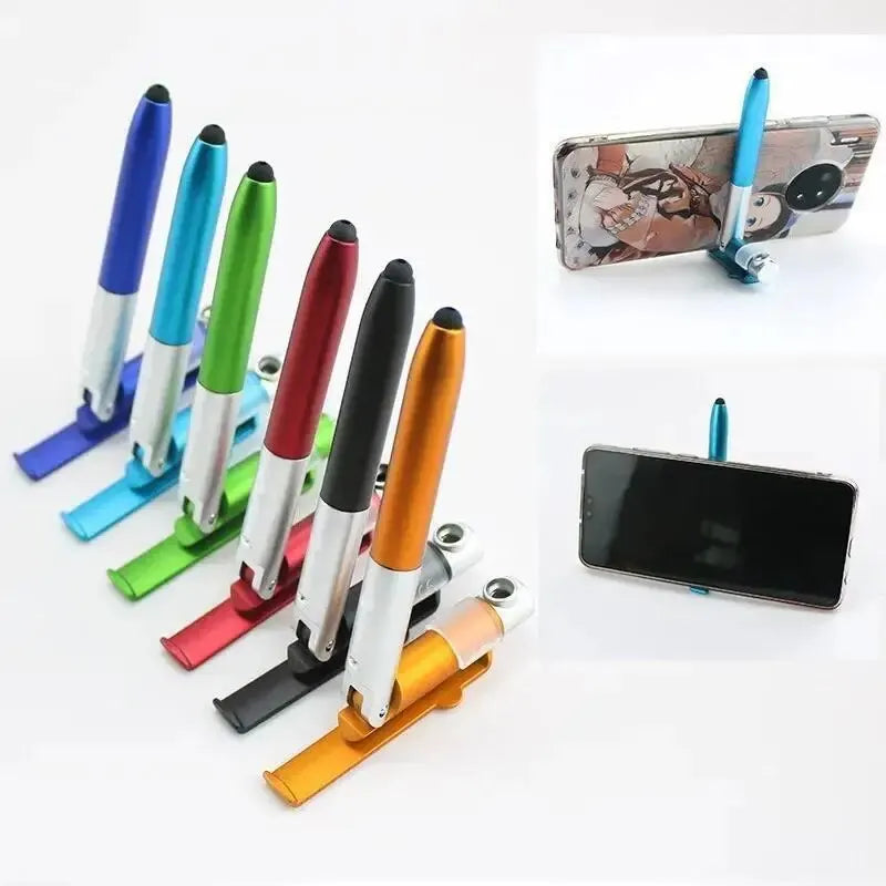 4-in-1 Multifunction Stylus Ballpoint Pen with LED Light, Phone Stand & Touch Screen Tip – Portable Writing Tool for Reading & Office