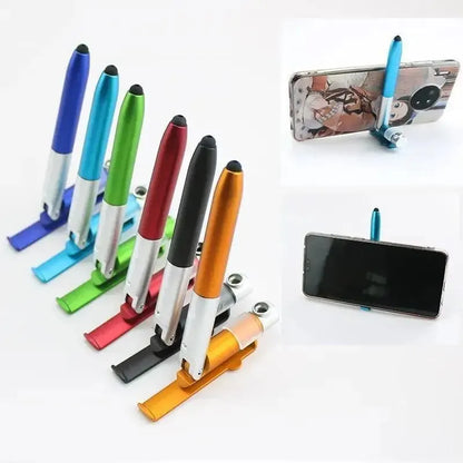 4-in-1 Multifunction Stylus Ballpoint Pen with LED Light, Phone Stand & Touch Screen Tip – Portable Writing Tool for Reading & Office