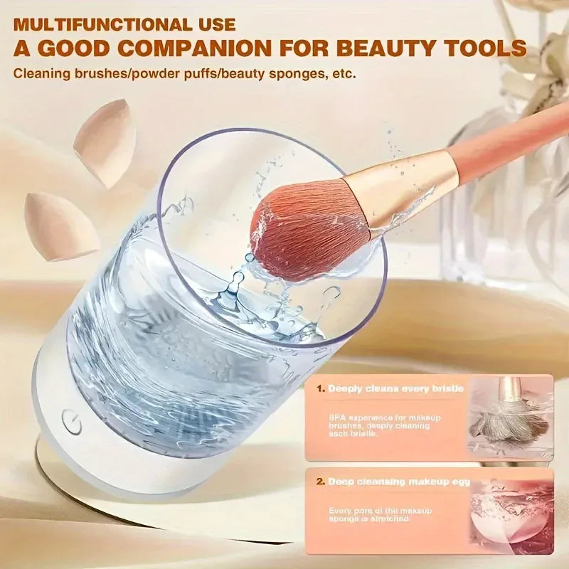 USB Powered Makeup Brush Cleaner & Dryer – Odorless, Battery-Free, Plug-and-Play Brush Washing Tool