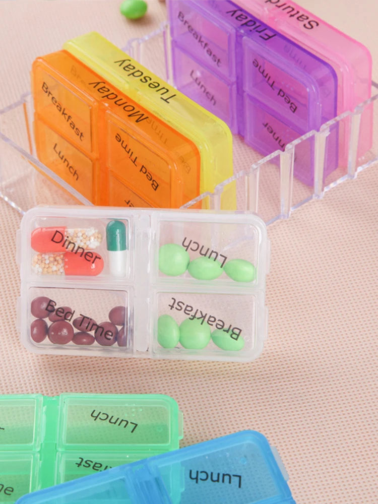 28-Compartment Medicine Box Organizer – Drawer-Style Pill Storage Case, Plastic Home Health Care Organizer