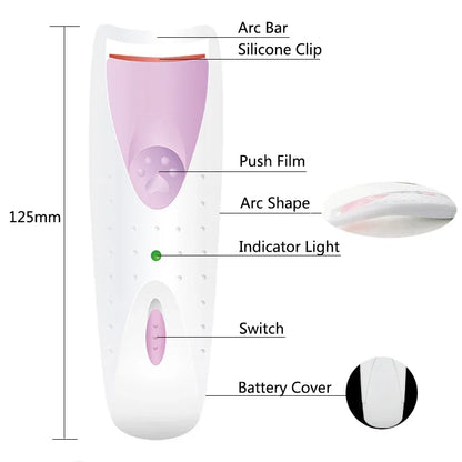 Electric Eyelash Curler – Pink, Rechargeable Heated Lash Curler for Long-Lasting Curl, Fast Heating & Portable Design